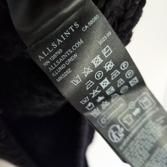 AllSaints Men's M Illund Waffle Stitch Crew Neck Sweater Organic Cotton Black - Picture 11 of 16